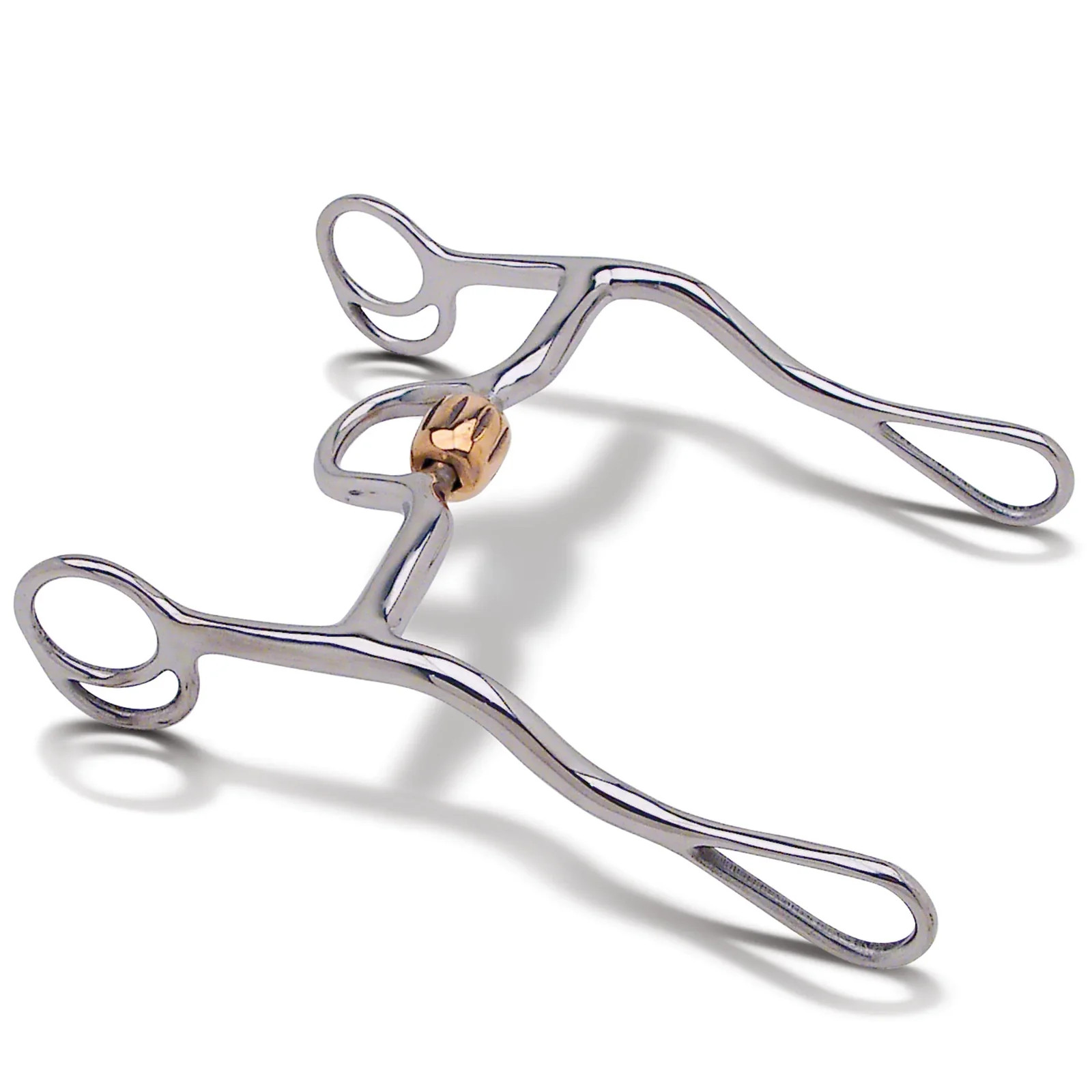 Toklat Wes 7 Shank Solid Curb Horse Bit with Copper Roller - 5” Mouthpiece