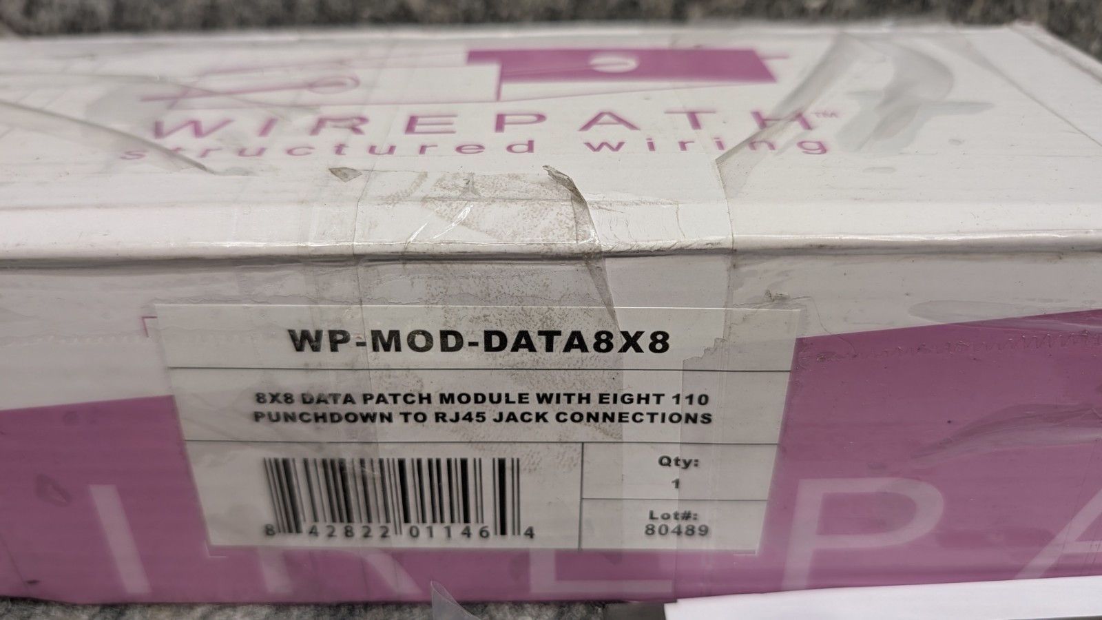 Wirepath Data Patch Module WP-MOD-DATA8x8, 110 punchdown to RJ45 Jack Connection