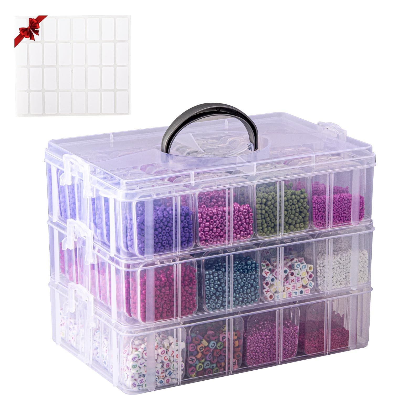 VTG Bead Organizer Box, 84 Pcs Small 6.5 x 2.17 x 10.8 inches, Clear
