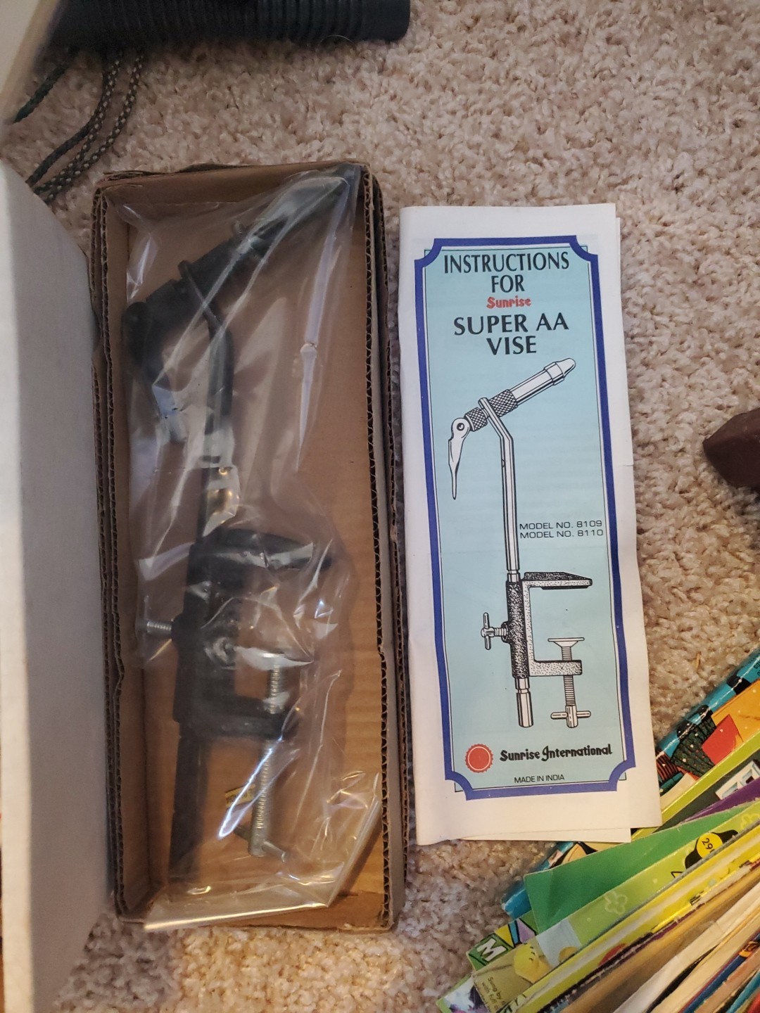 Sunrise Super AA Fly Tying Vise & Many Supplies. Great Starter Kit .