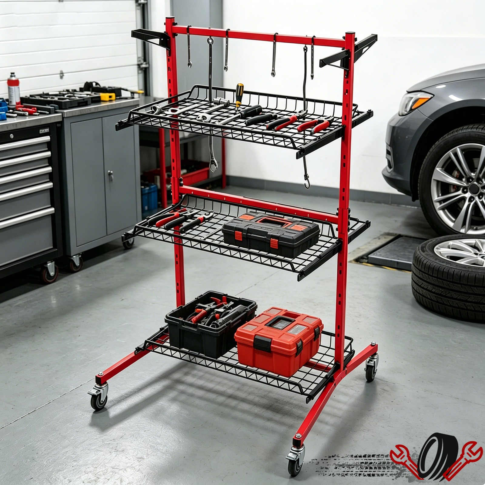Parts Management Storage Cart Auto Body Rolling Parts Storage Rack Repair Shop