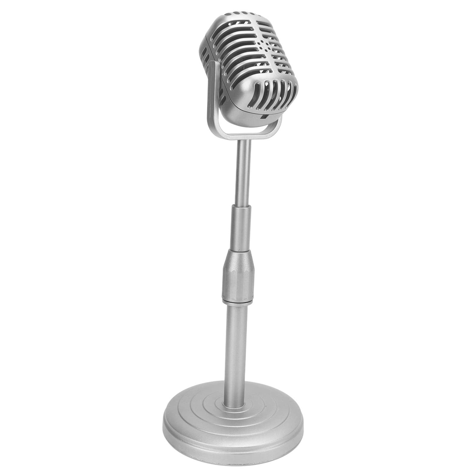 Vintage Microphone Prop Model with Adjustable Stand, Old Fashioned Desktop Mi...