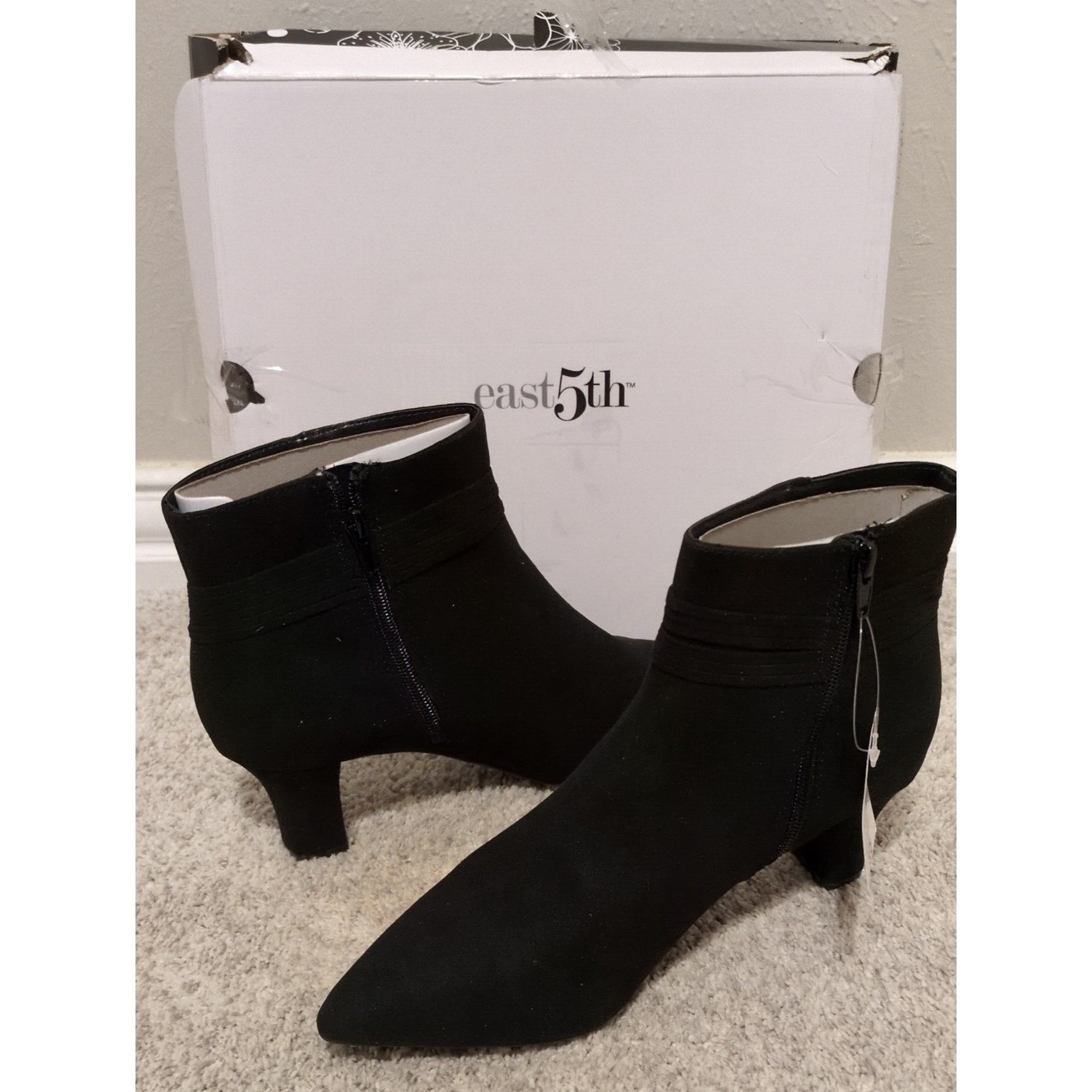 East 5th Black Suede Pointed Toe Ankle Booties Women's 8.5