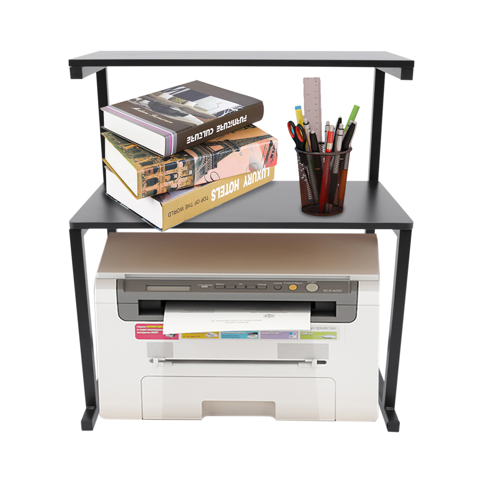 Table Storage Shelf 3-Tier Home Office Desktop Storage Rack Desk Printer Stand