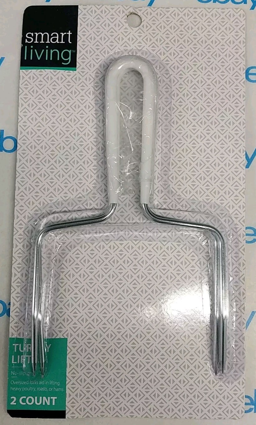 Smart Living Turkey Lifter Oversized Forks For Poultry No Slip Grip 2 Count New