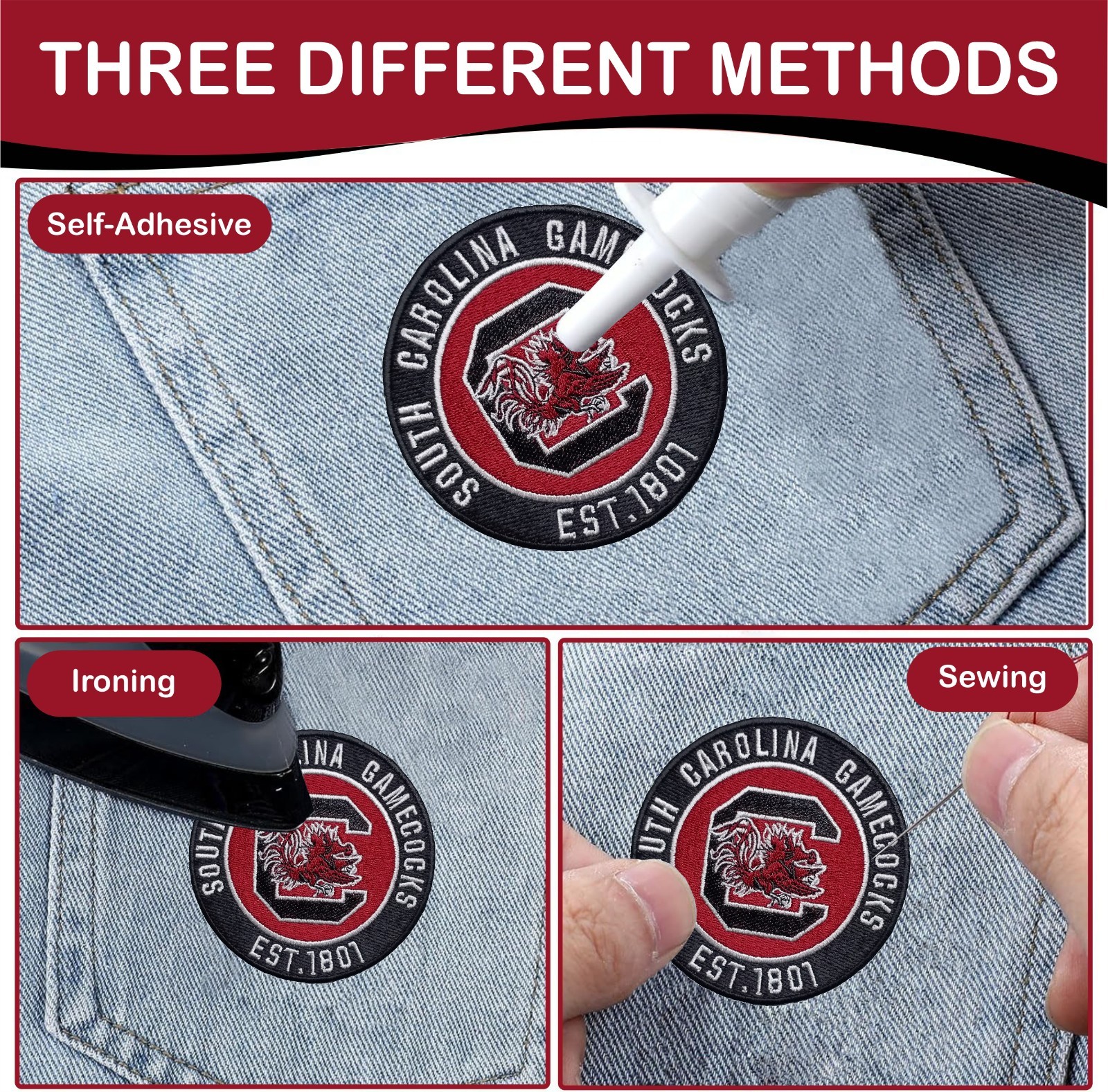 South Carolina Gamecocks NCAA Team Logo Iron On Patch-Sew Patch-Embroidered