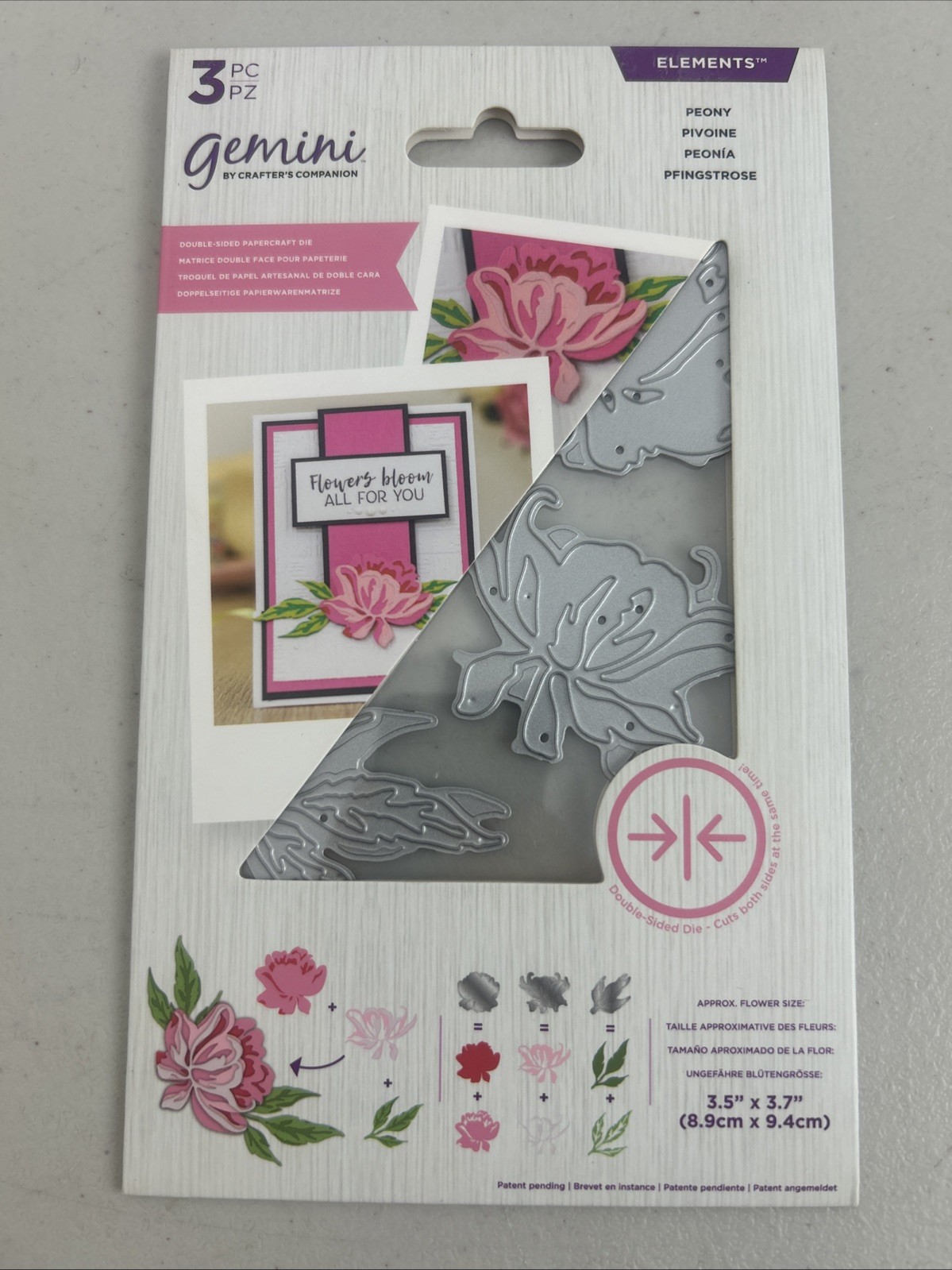 Gemini Elements Peony Die Flower Set 3pc Double Sided Die by Crafters Companion