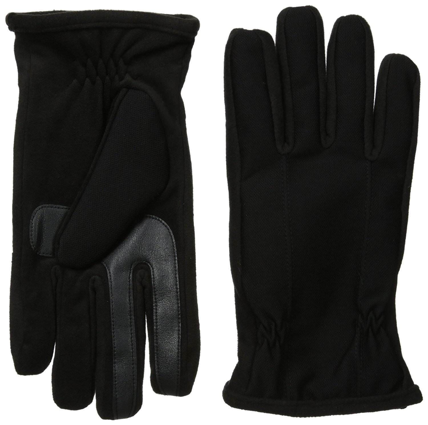 $125 Isotoner Men Stretch Gloves Black Fleece Touchscreen Athletic Winter Size L