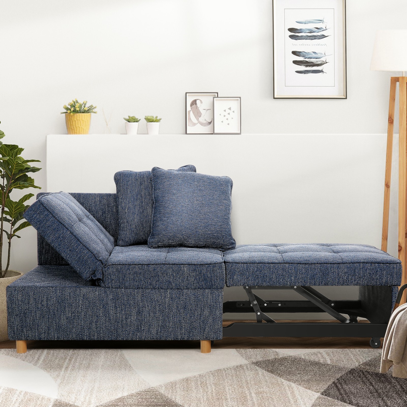 Sofa Bed Chair 4-in-1 Convertible Chair Lounger Sleeper Chair Single Recliner