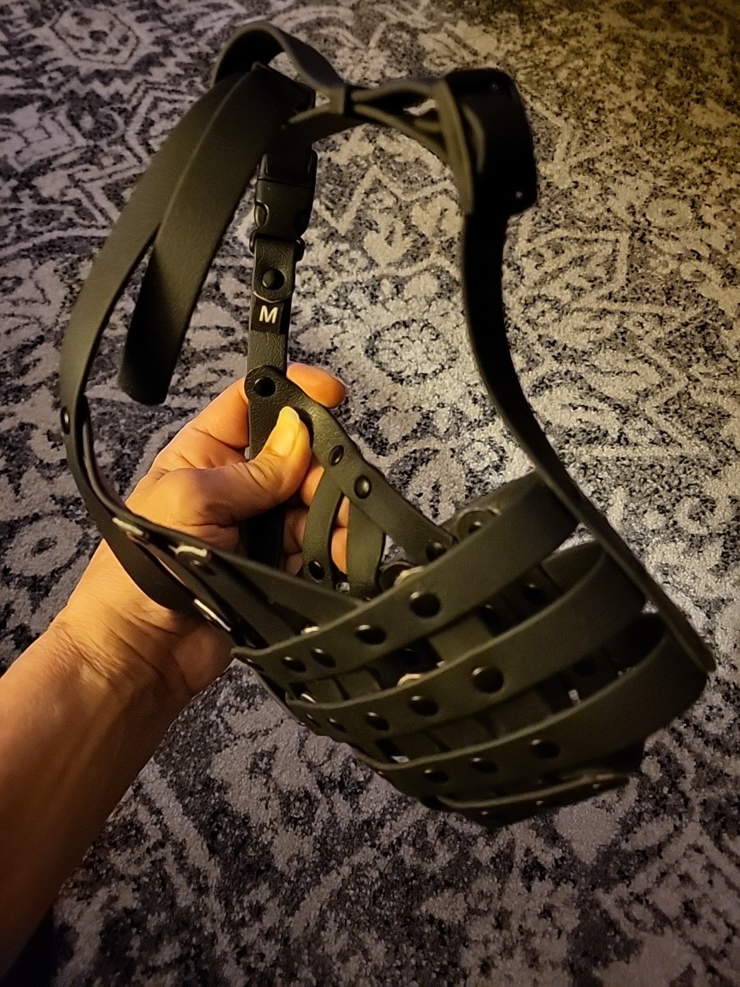 Medium, Blk, Lg.  Dog Basket Muzzle. No Barking, Chewing