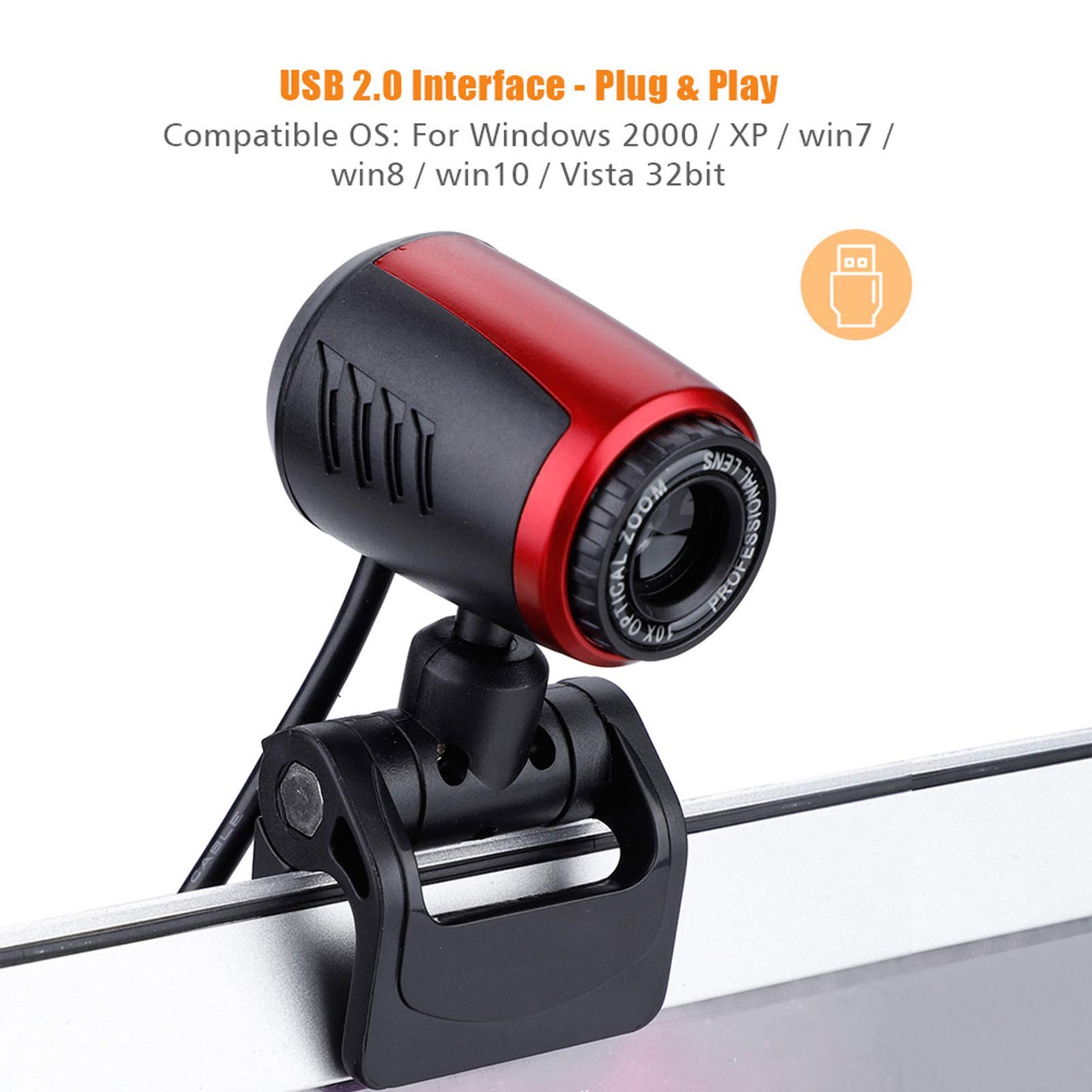 Web Camera 360 Degree Video Laptop Plug Play, USB 2.0 Computer PC 640 x 480