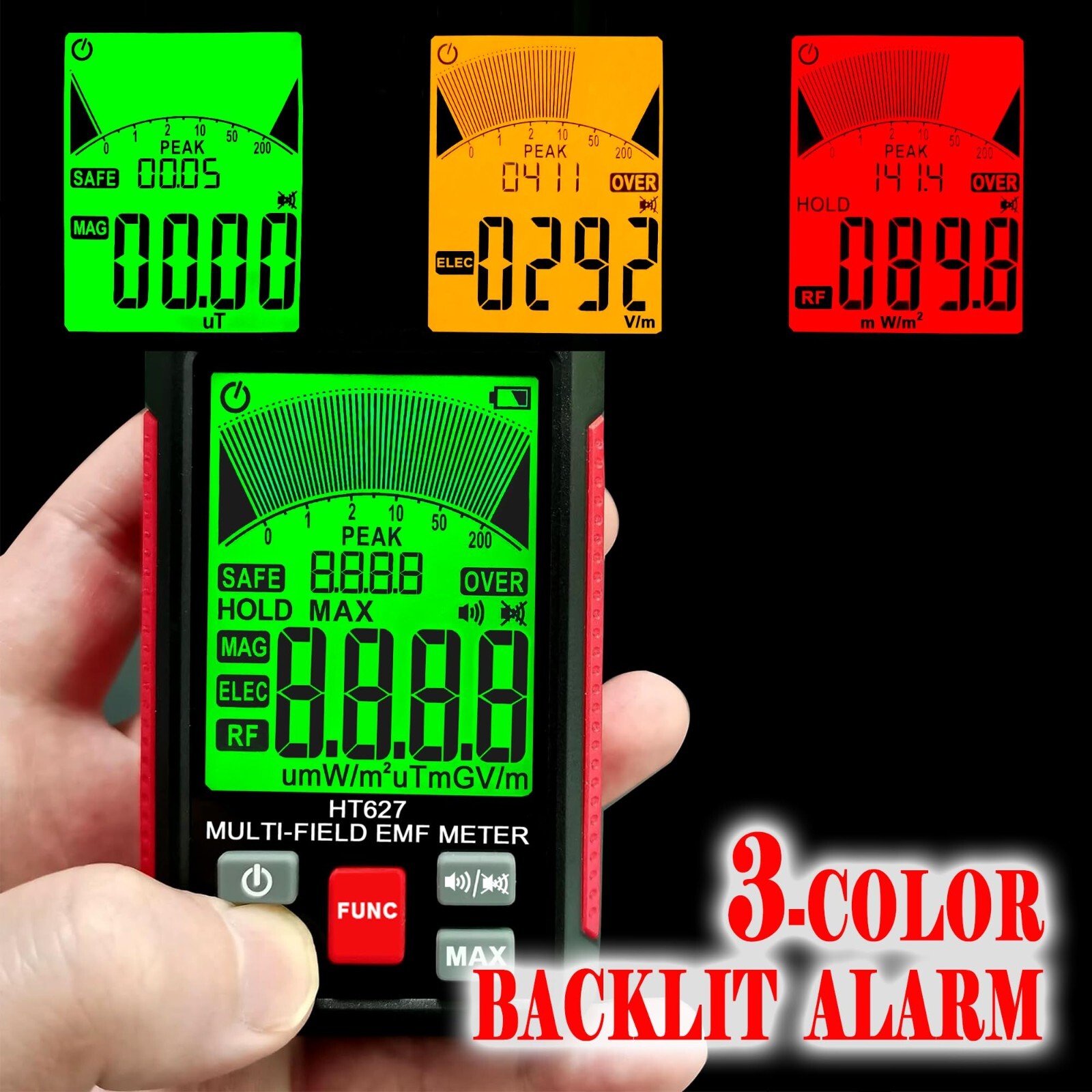 3 in 1 EMF Detector, High Precision EMF Meter, RF EF MF EMF Reader, Home Office