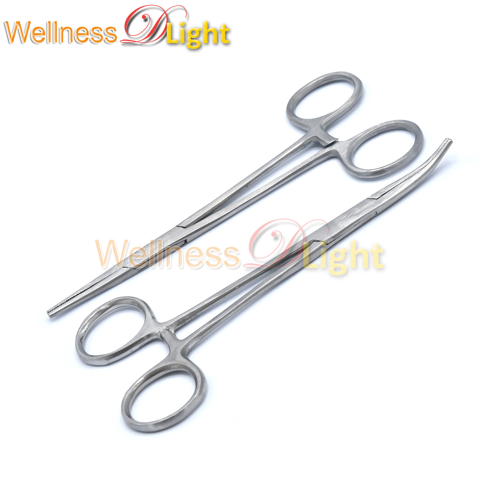 2 Pcs Kelly-Rankin Hemostatic Forceps, 5.5'' Straight & Curved Stainless Steel