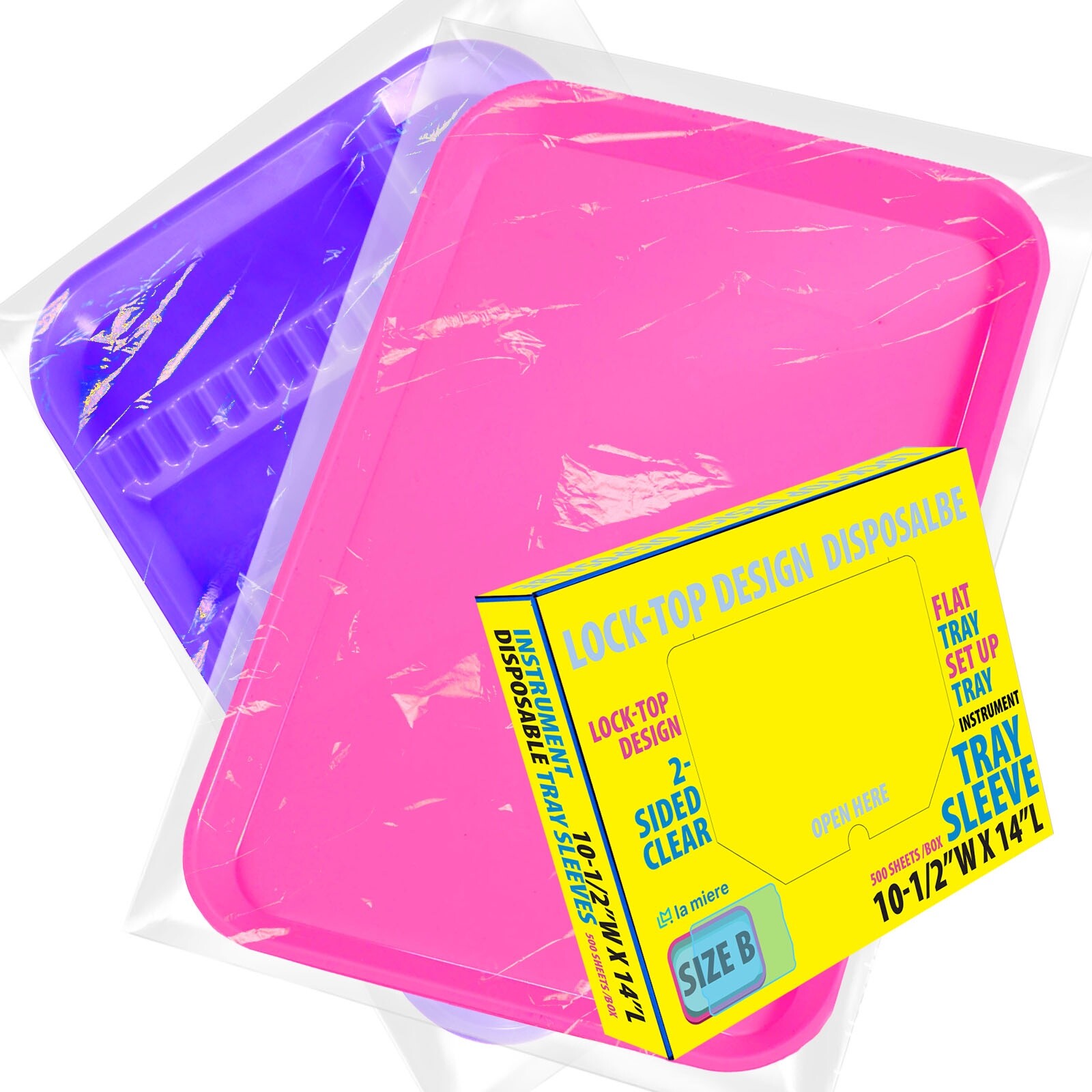 500/Box Dental Tray Sleeve Cover Standard Size B Clear Plastic 10.5 " x 14 "