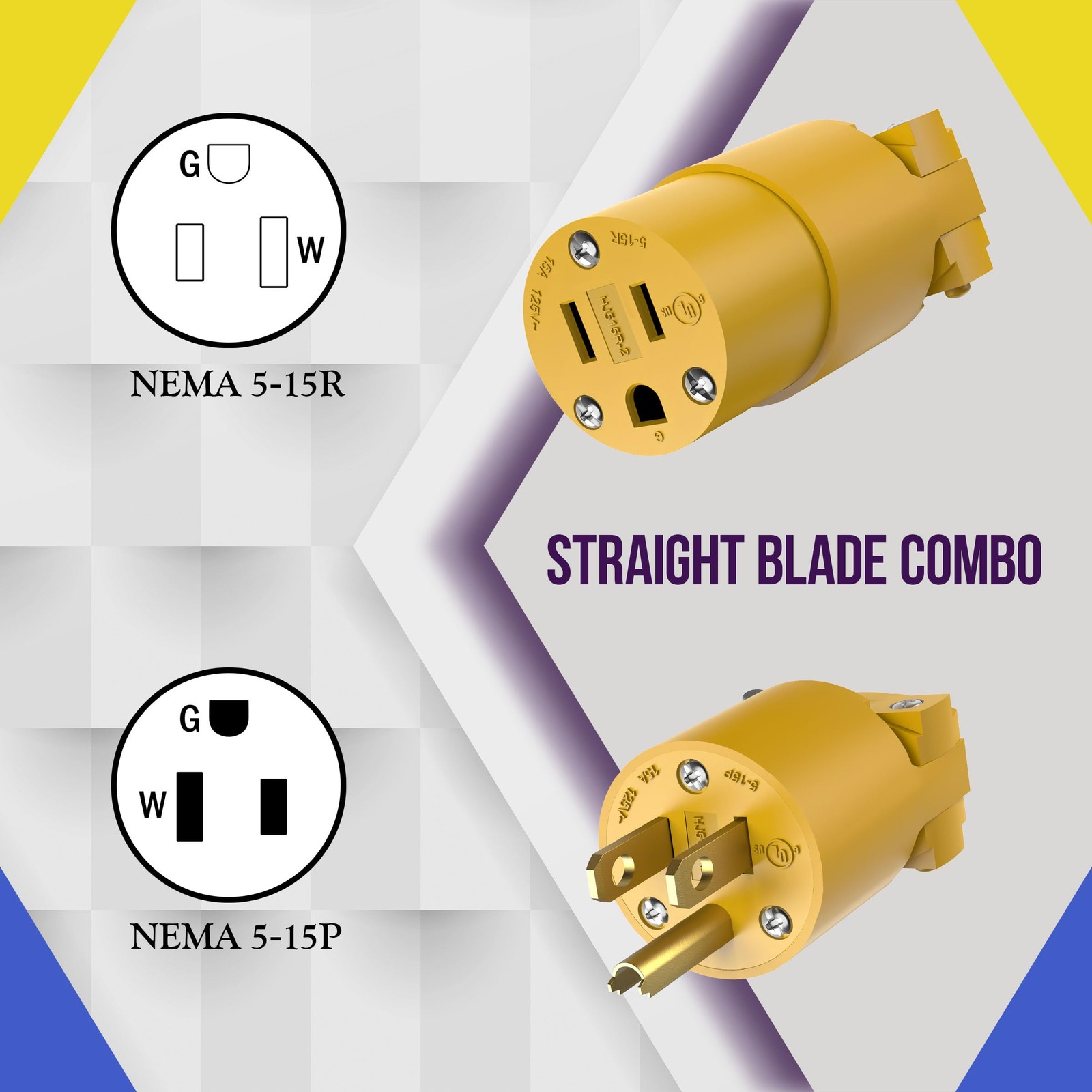 ENERLITES Electrical Replacement Plug & Connector Set, 1 Pack, Yellow