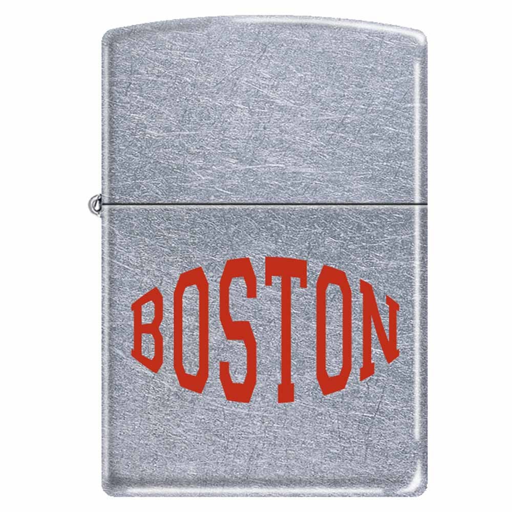 Zippo AD205 Classic Street Chrome Red Font Boston Pocket Lighter