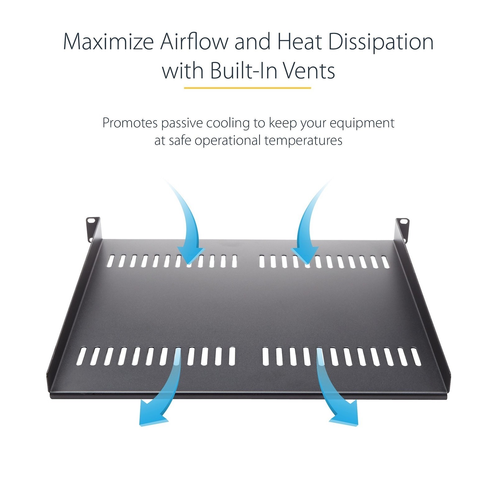 StarTech.com CABSHELFV 2U 16in Vented Fixed Rack Shelf 50lbs Max Capacity