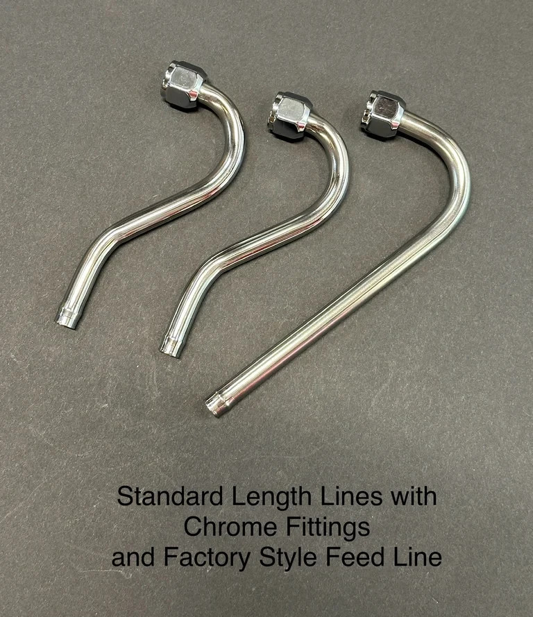 Oil Lines w/ Chrome Fittings, Standard Length & Factory Feed for Harley Davidson