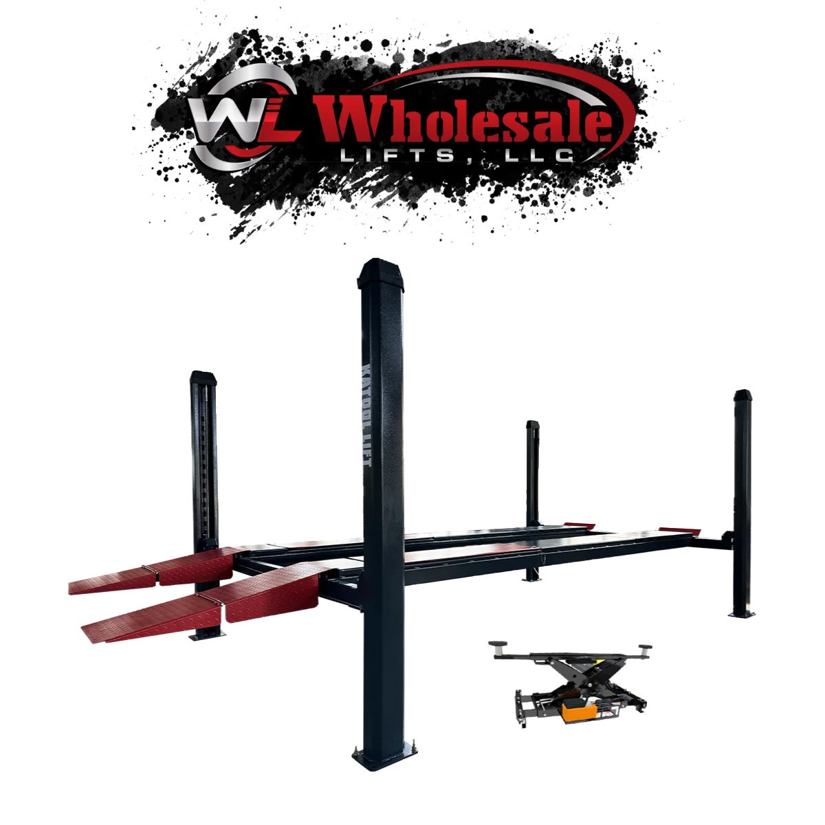 KATOOL KT-4H120X 12000 lb Heavy Duty 4-Post Lift - One 7k Rolling Jack Included