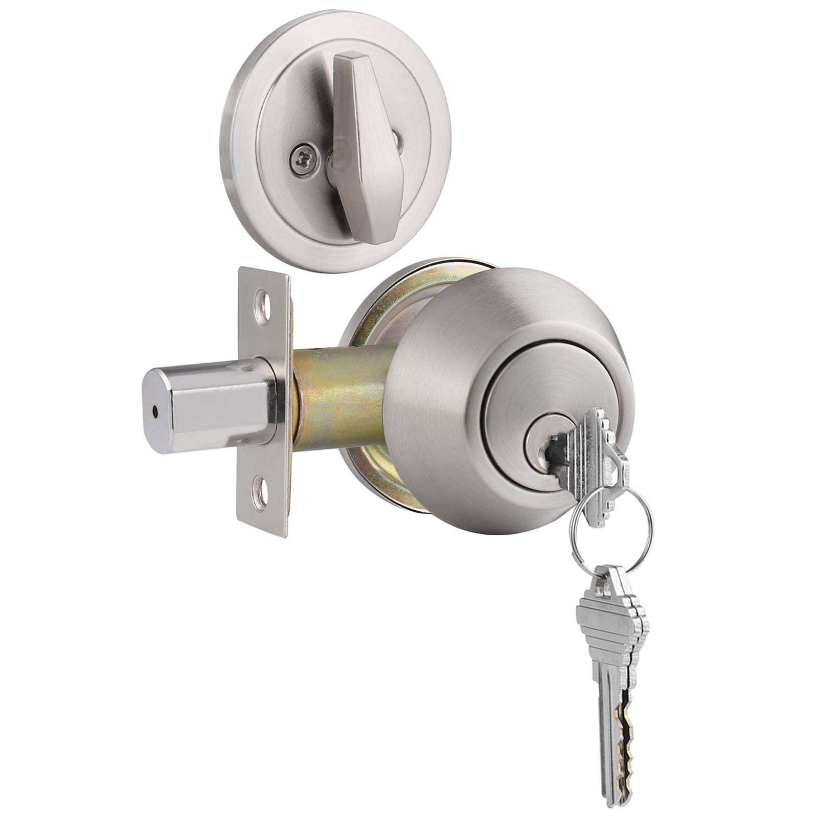 Satin Nickel Keyed Single Cylinder Deadbolts with Keys 1Pack 1