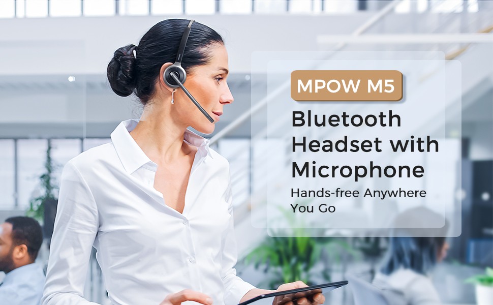 Mpow Bluetooth Headset Trucker Driver Call Center Headset Wireless Headphone Mic