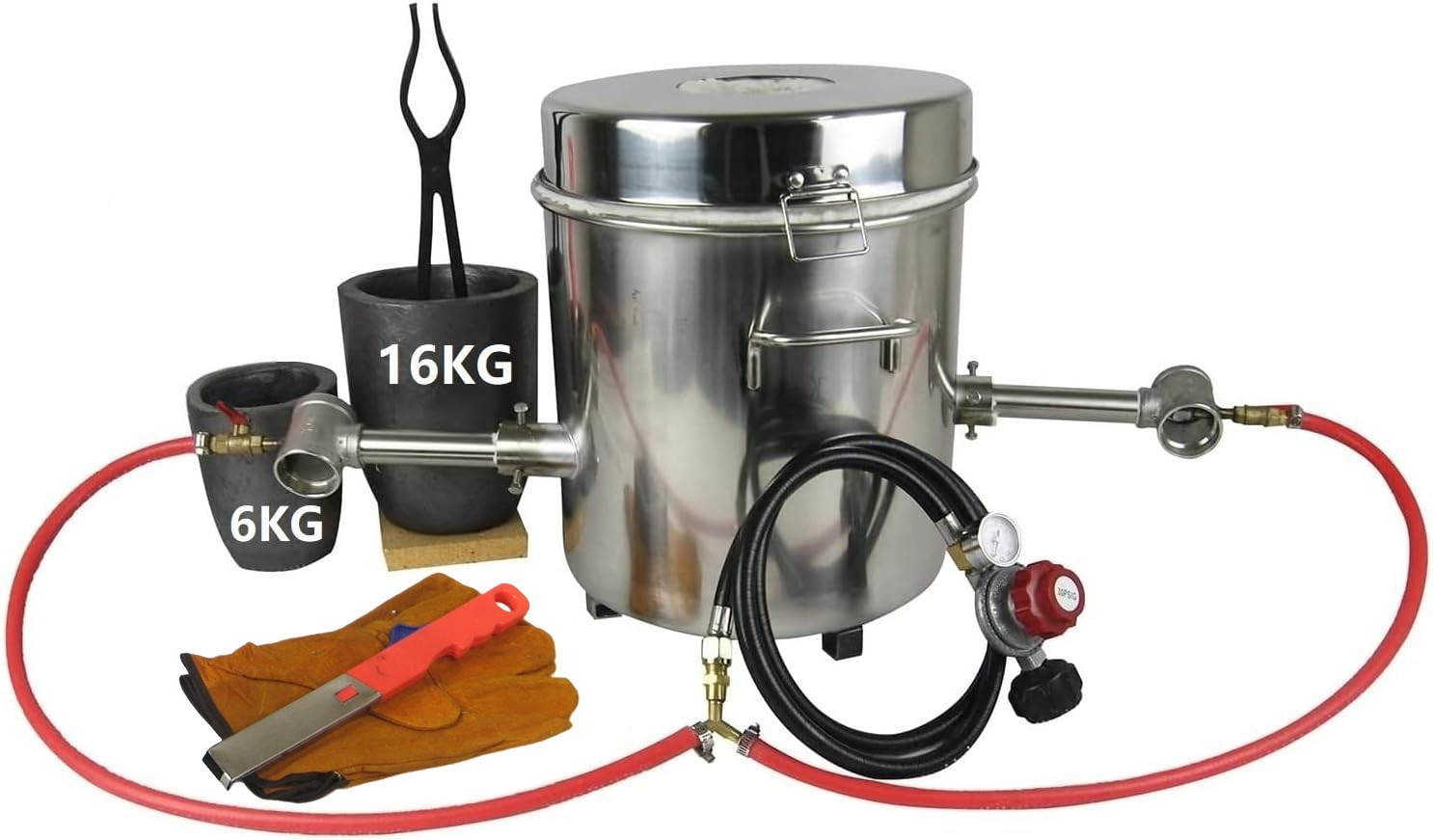 16KG Gas Metal Melting Furnace Foundry Propane Melting Furnace Tongs Casting