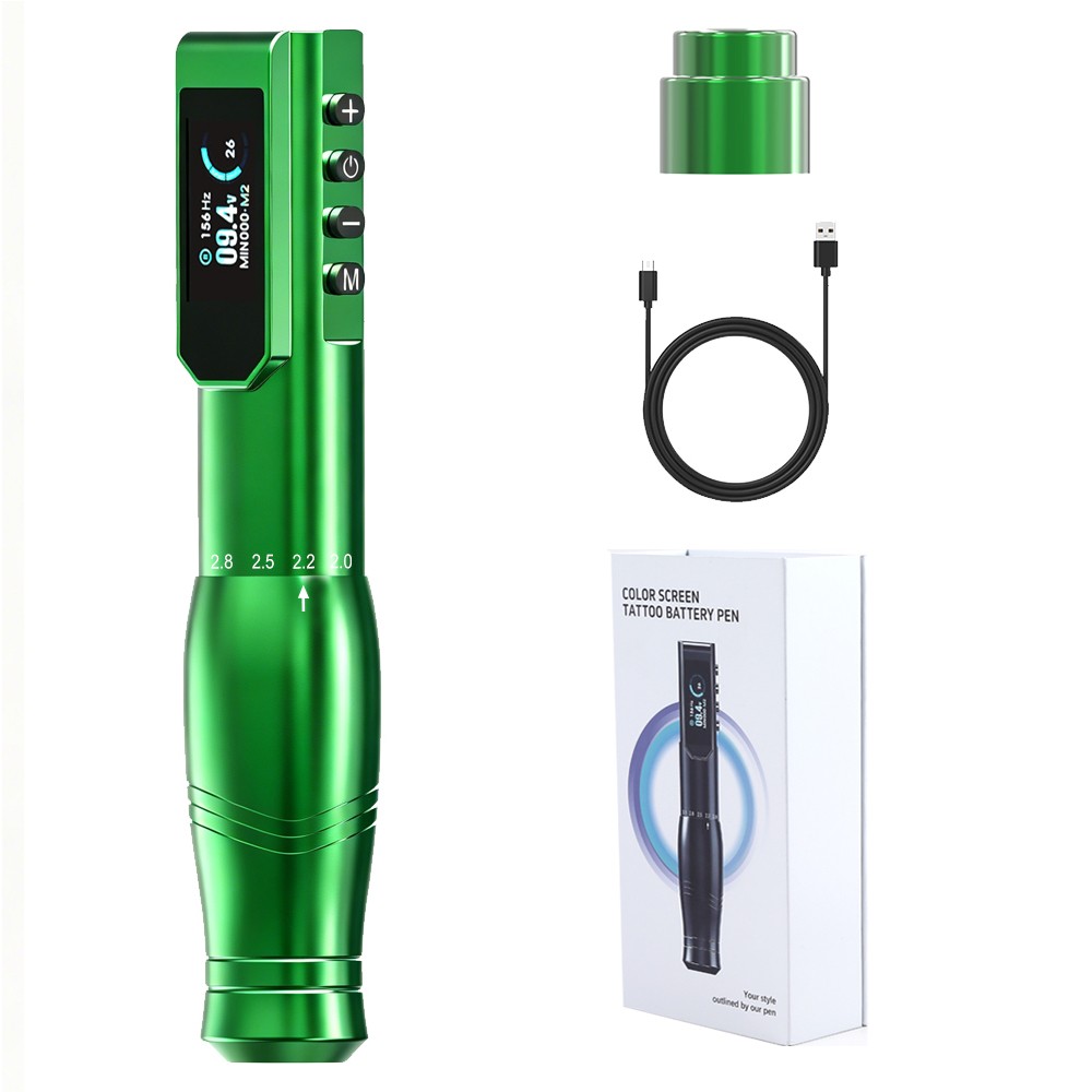 Wireless Rotary Tattoo Pen Interchangeable Batteries Clear Visual Panel