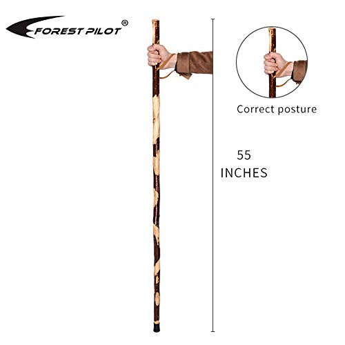 Bark-Keeping Clumpy Pattern Wooden Walking Stick with a Compass (Nature Color...