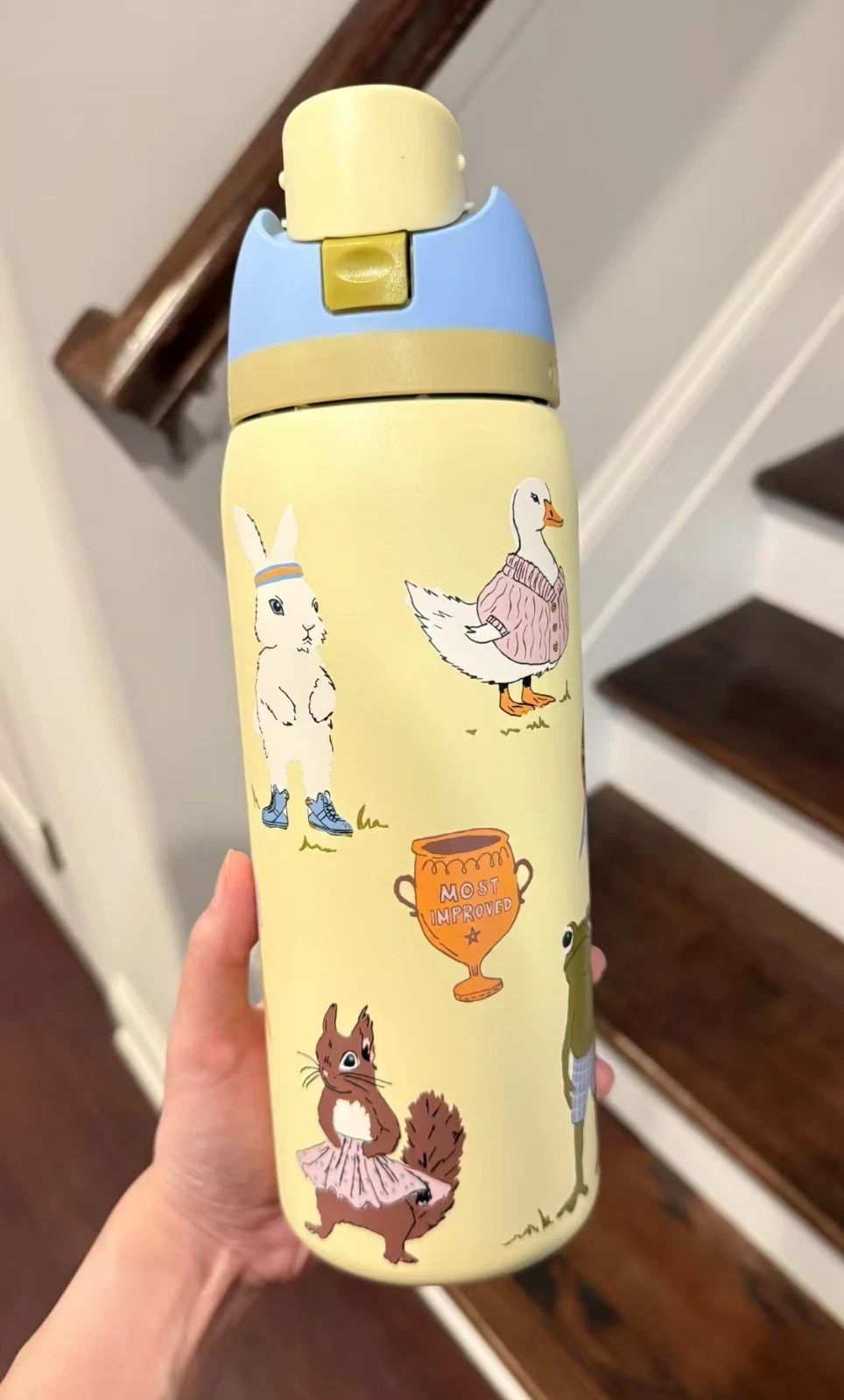 NEW 32oz Yelllow FreeSip Stainless Steel Water Bottle – “Party Animals”