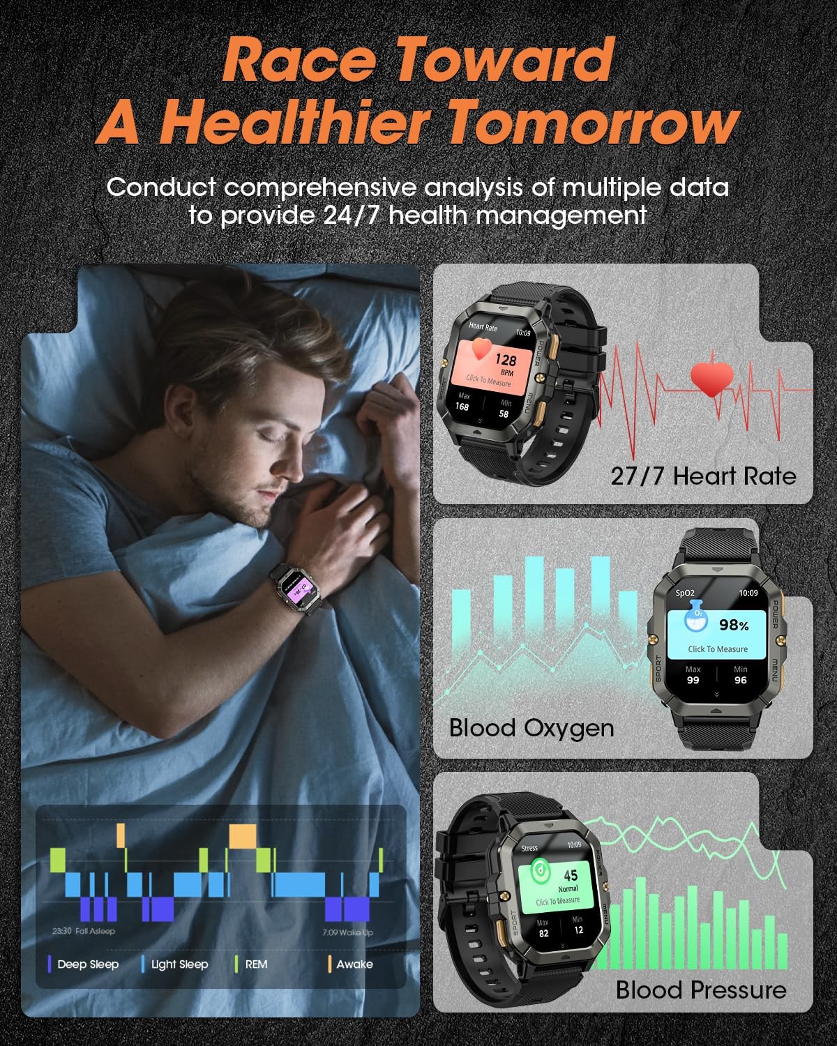 Military Smart Watches for Men (Answer/Make Calls), 2.02'' Fitness Smart Watc...