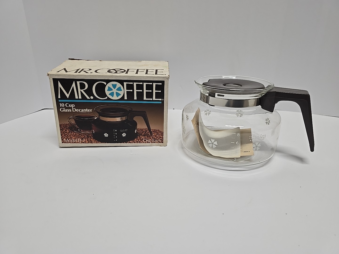 Vintage Mr Coffee D-7 10 Cup Glass Decanter Carafe w/ Box 1991