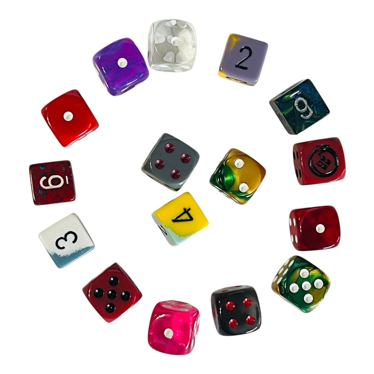 16 Dice D6 Mixed Set Unique Styles