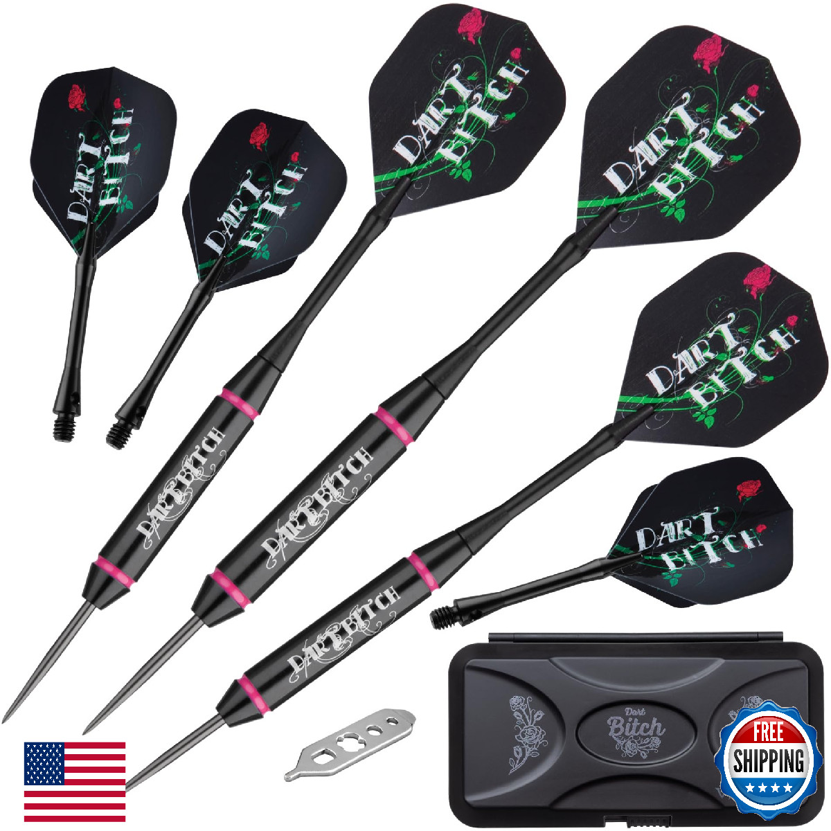 Viper Vanity Steel Tip Darts, Brass Barrels, Aluminum Shafts, Deluxe Case