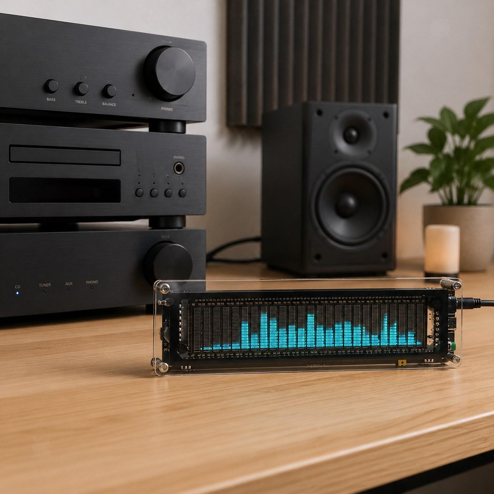 LED Music Spectrum Indicator Audio Level Analyzer Acrylic Material Display for