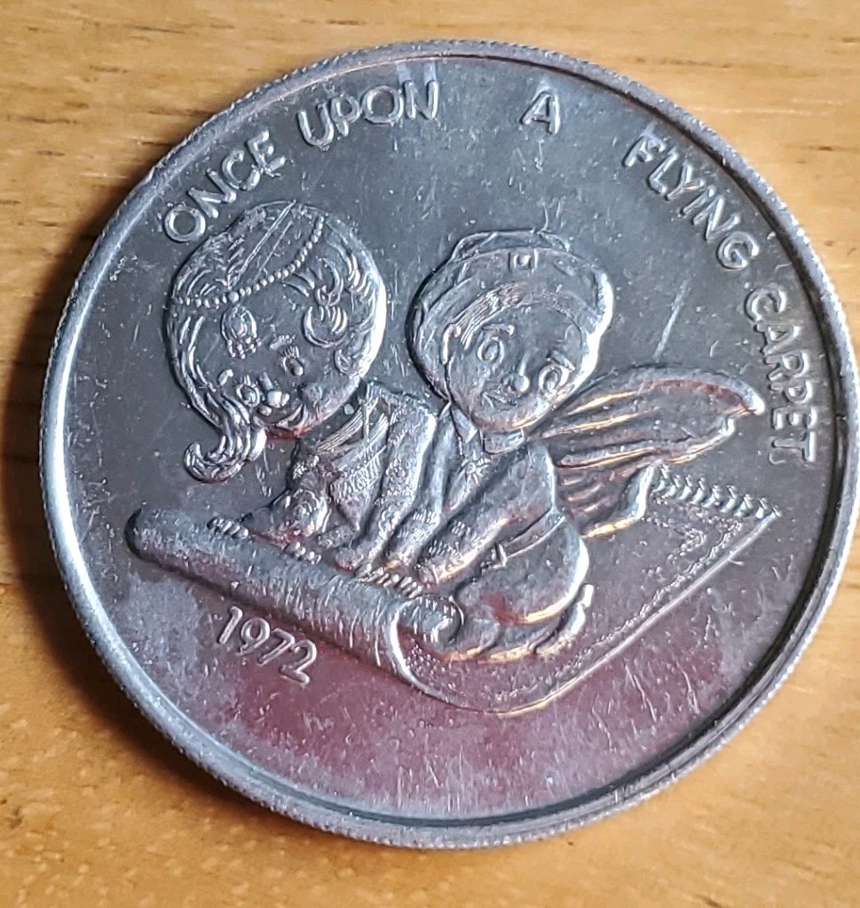 NEW ORLEANS MARDI GRAS COIN KREWE PRITES ONCE UPON A FLYING CARPET 1972 DOUBLOON