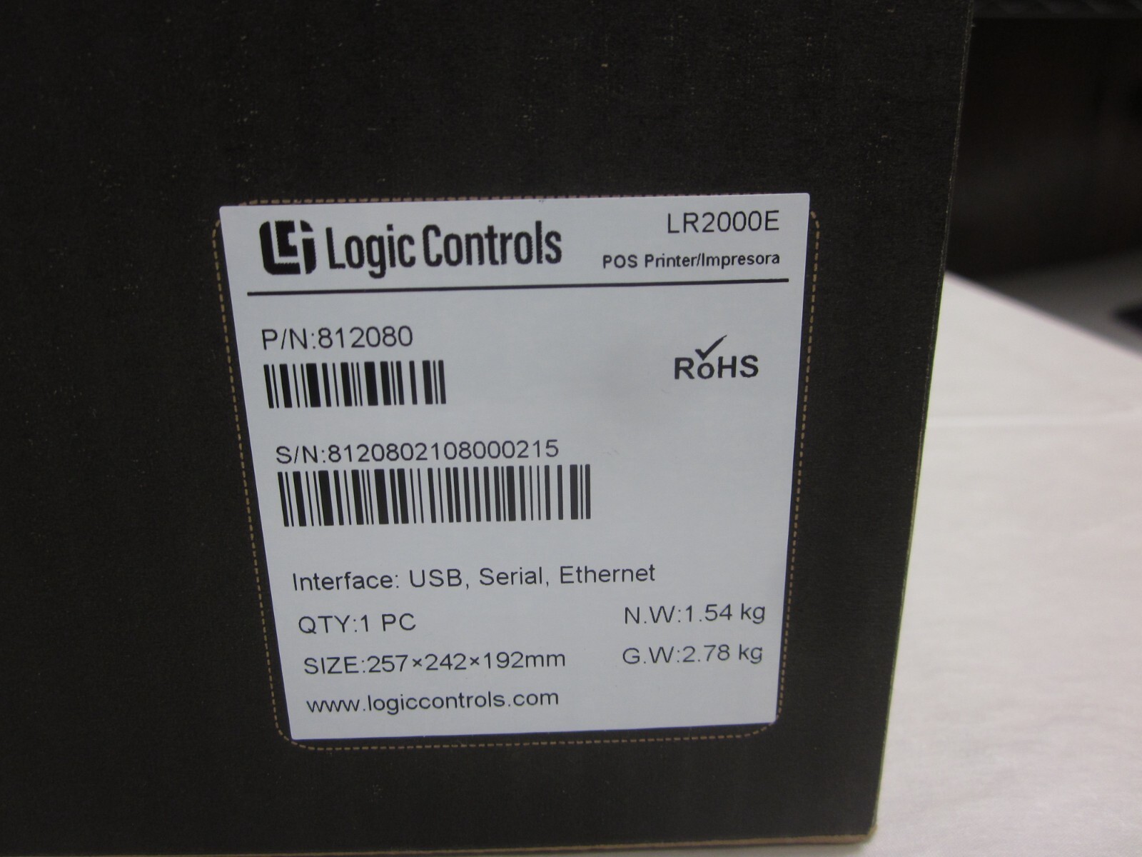 Logic Controls LR2000E Thermal Receipt Printer USB Ethernet POS Printer 812080