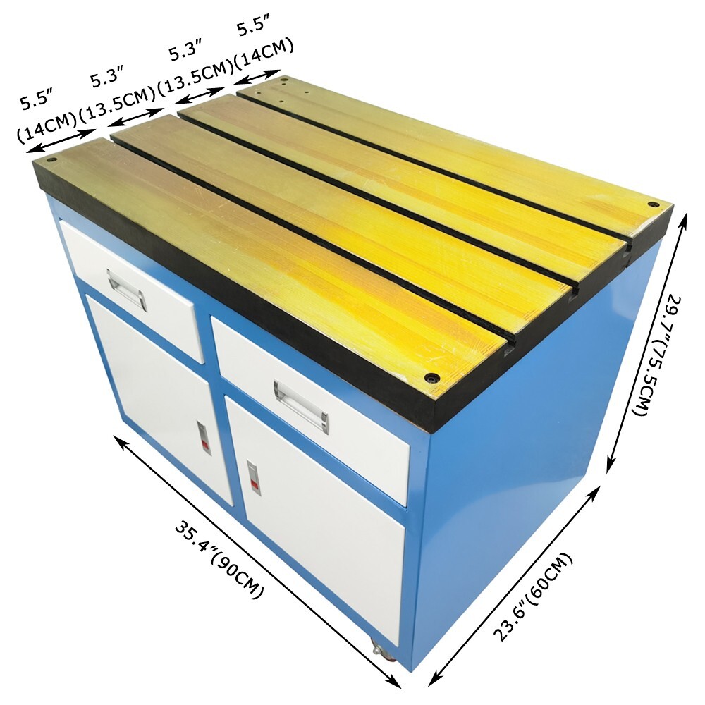 35.4"*23.6" Movable T-slot Worktable Platform with Drawers for Tapping Machine