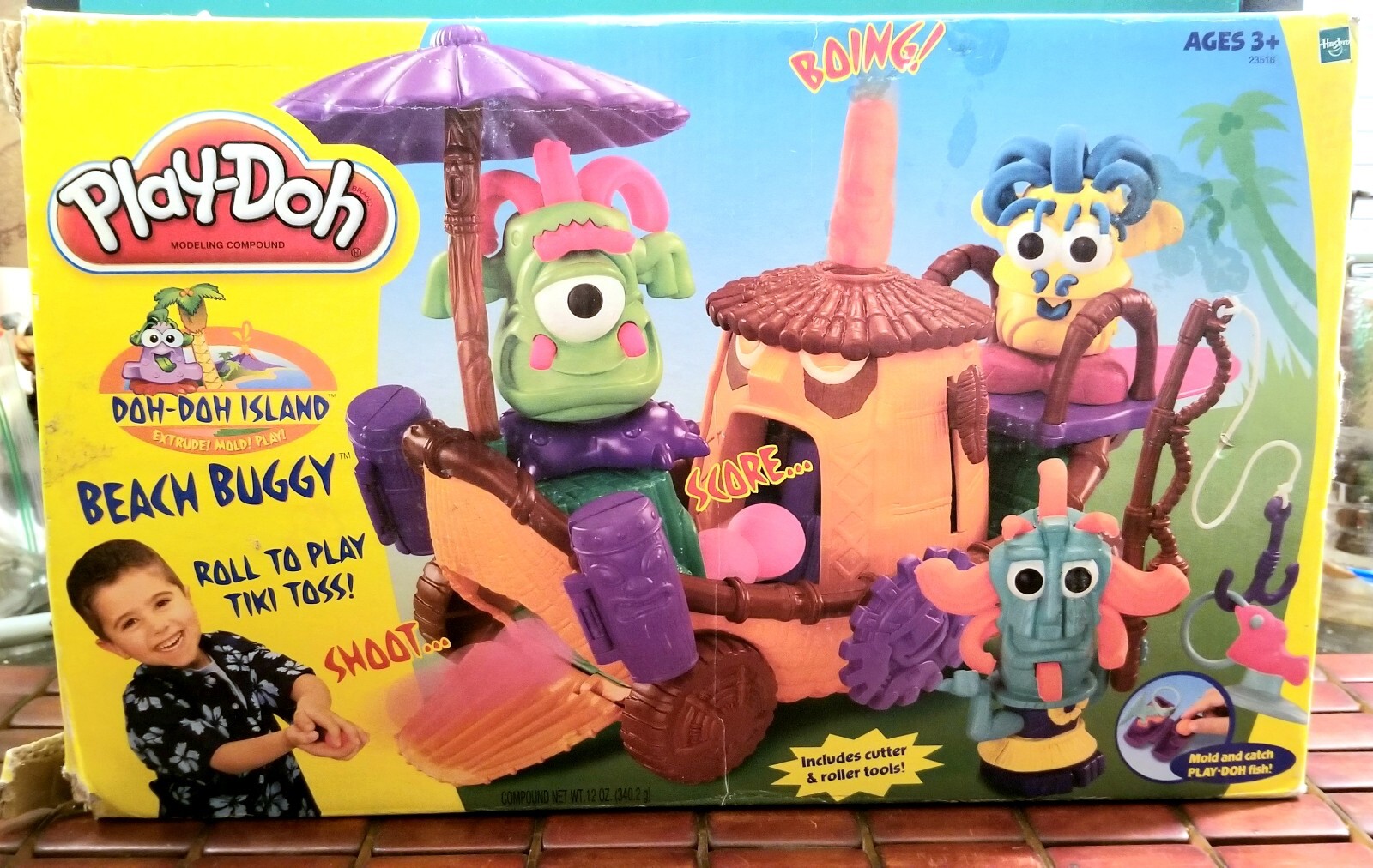 Vintage Tiki Play-Doh Doh-Doh Island Beach Buggy Play Set 90% Complete