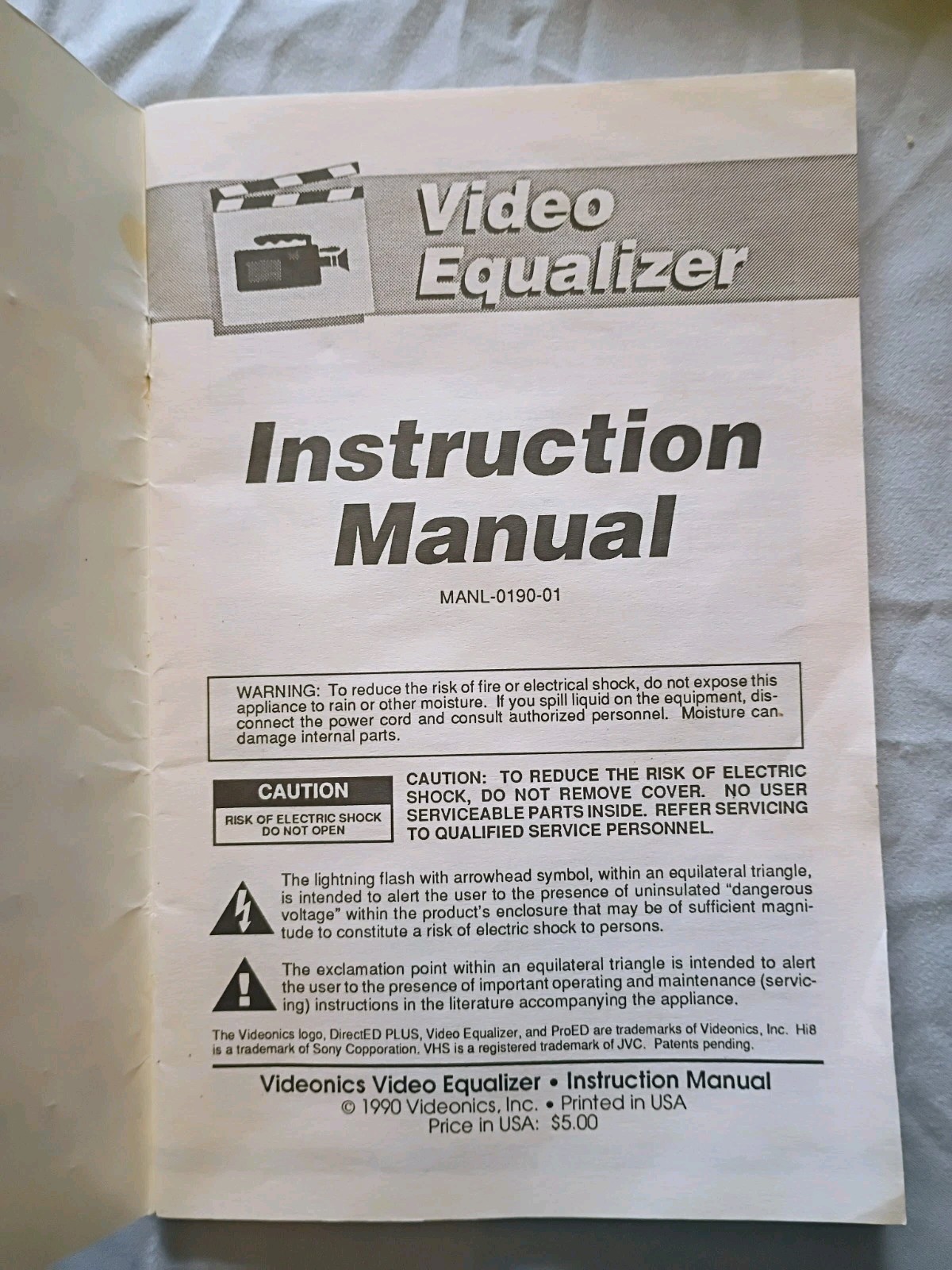 Videonics VE-1 NTSC Video Equalizer (Untested) (No power supply) Sold As Is