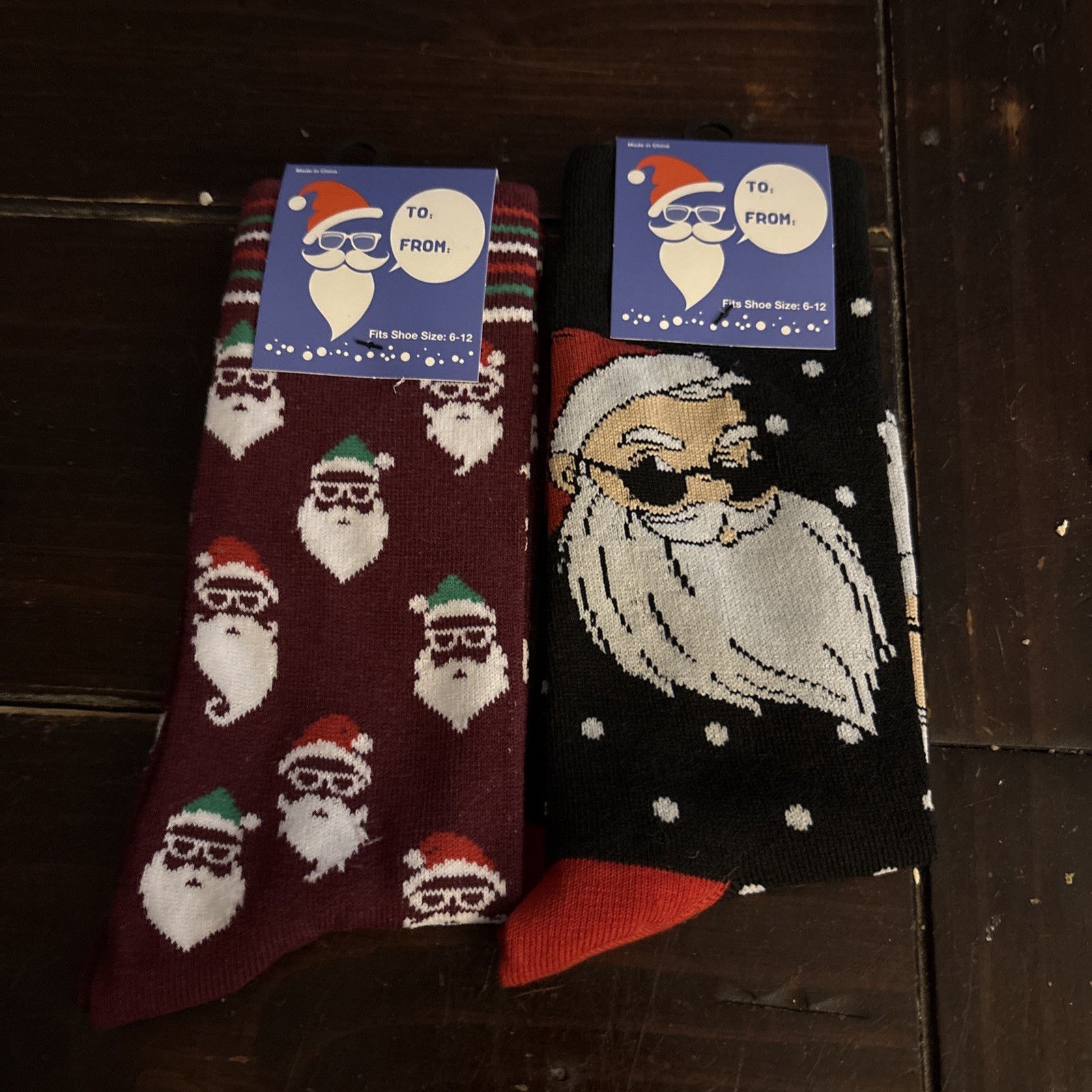 NEW  Lot of 2 Pair Novelty Christmas Socks Mens' Size 6-12 Santa