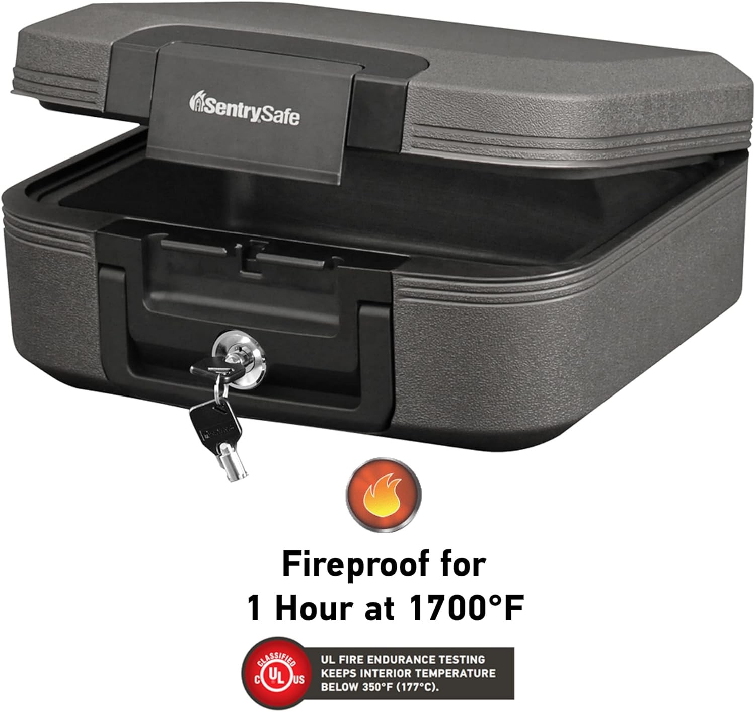SentrySafe Dark Gray Fireproof and Waterproof Safe with Key Lock, Grey