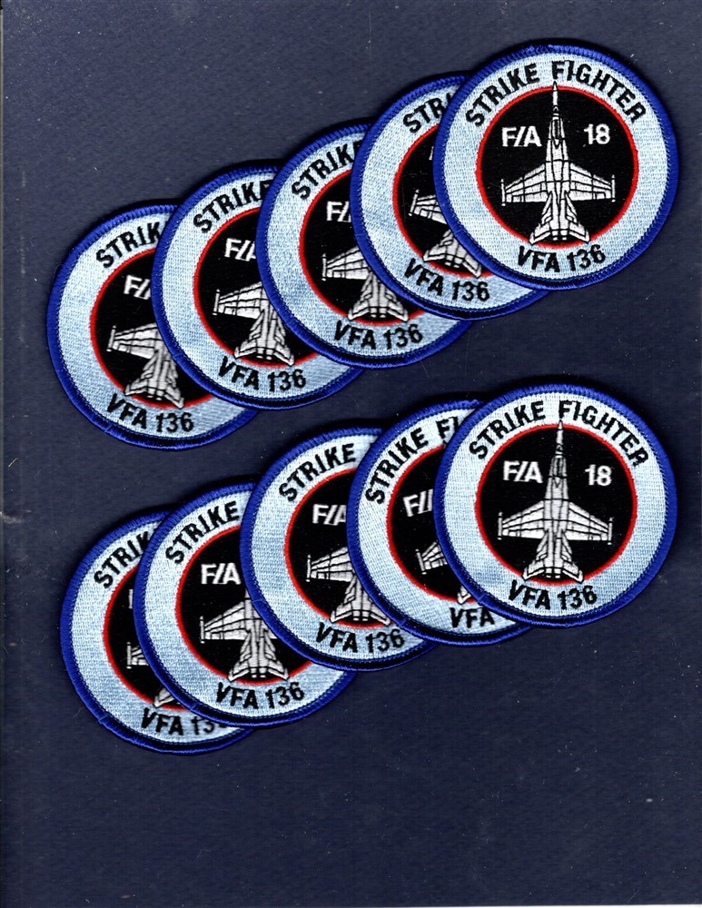 Dealer Lot VFA-136 KNIGHTHAWKS US NAVY F-18 HORNET Squadron Patch Set of 10