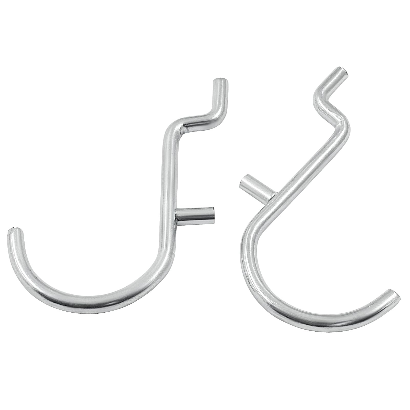 LifCratms 60Pcs Metal Pegboard J Hooks, 1/4" Wall 60pcs, Silver