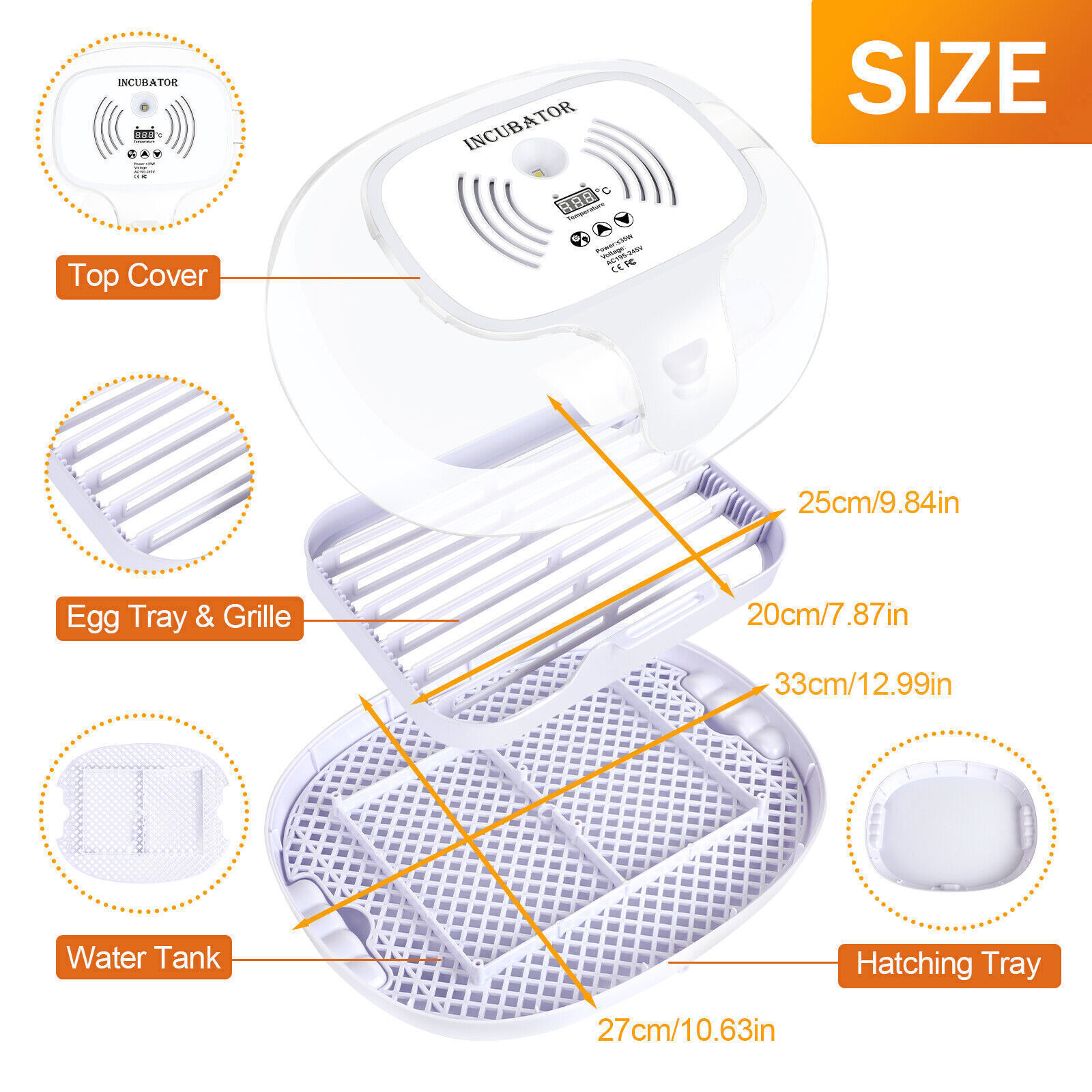 16 Eggs Auto-Turning Digital Incubator Automatic Hatch Chicken Duck Egg Turner