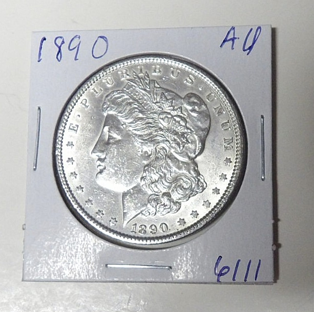 AU Detail 1890-P Morgan Silver Dollar Cleaned Philadelphia Mint (62426)