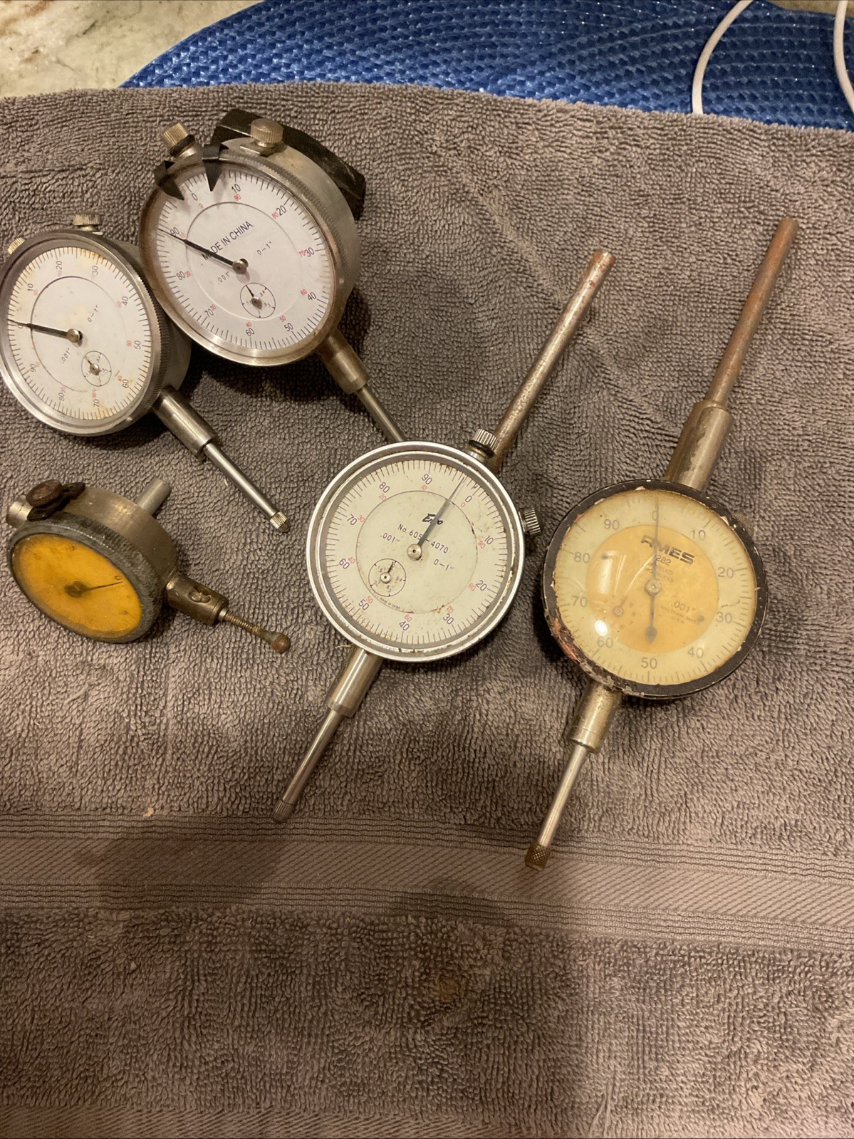 Federal B5MC & Ames 282 Dial Indicators + 3 Additional Machinist Indicators Lot