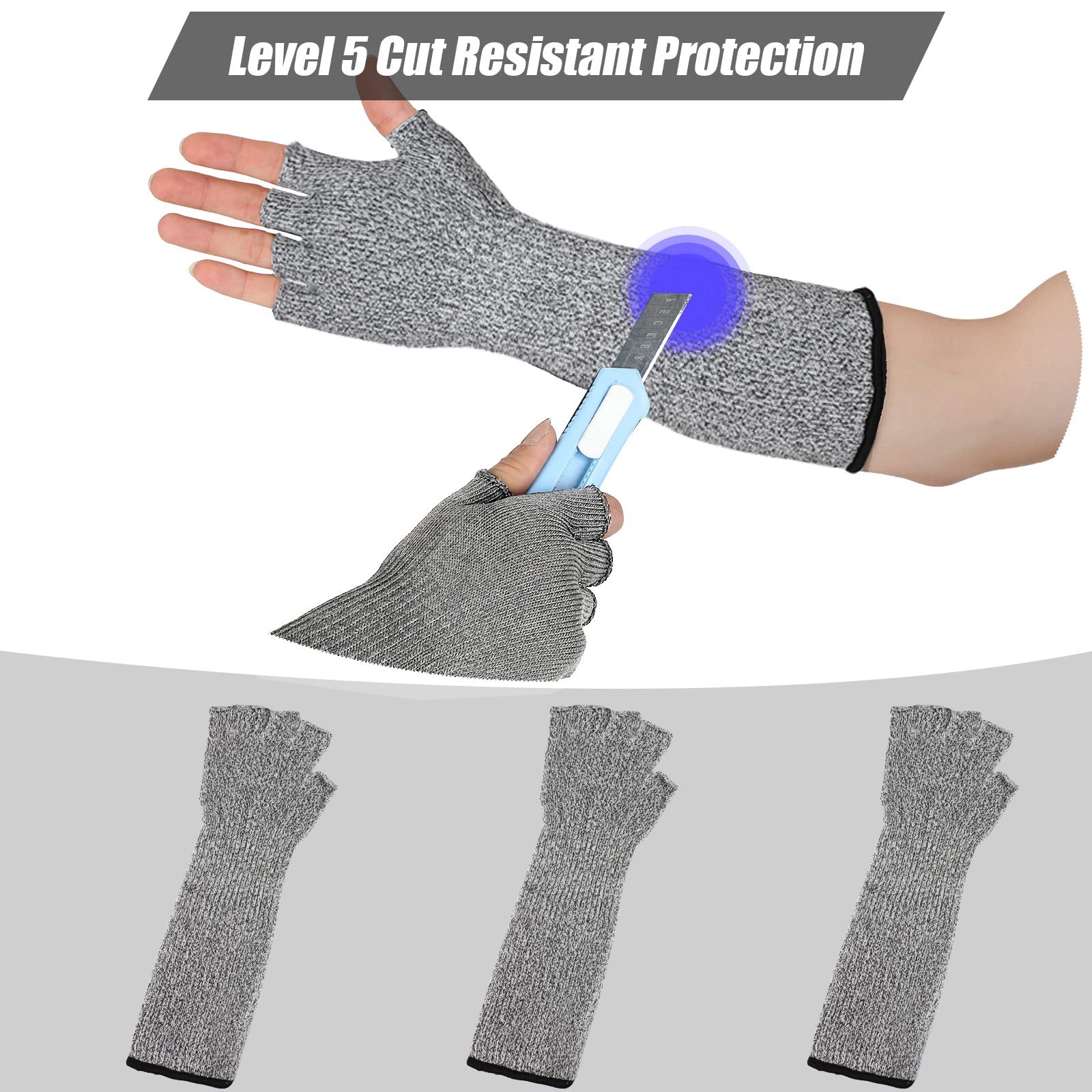 JenPen 3 Pairs Protective Arm Sleeves Protectors for Thin Medium, Gray