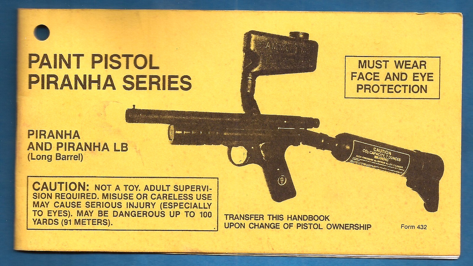 PIRANHA paintball pistol owner's manual booklet handbook