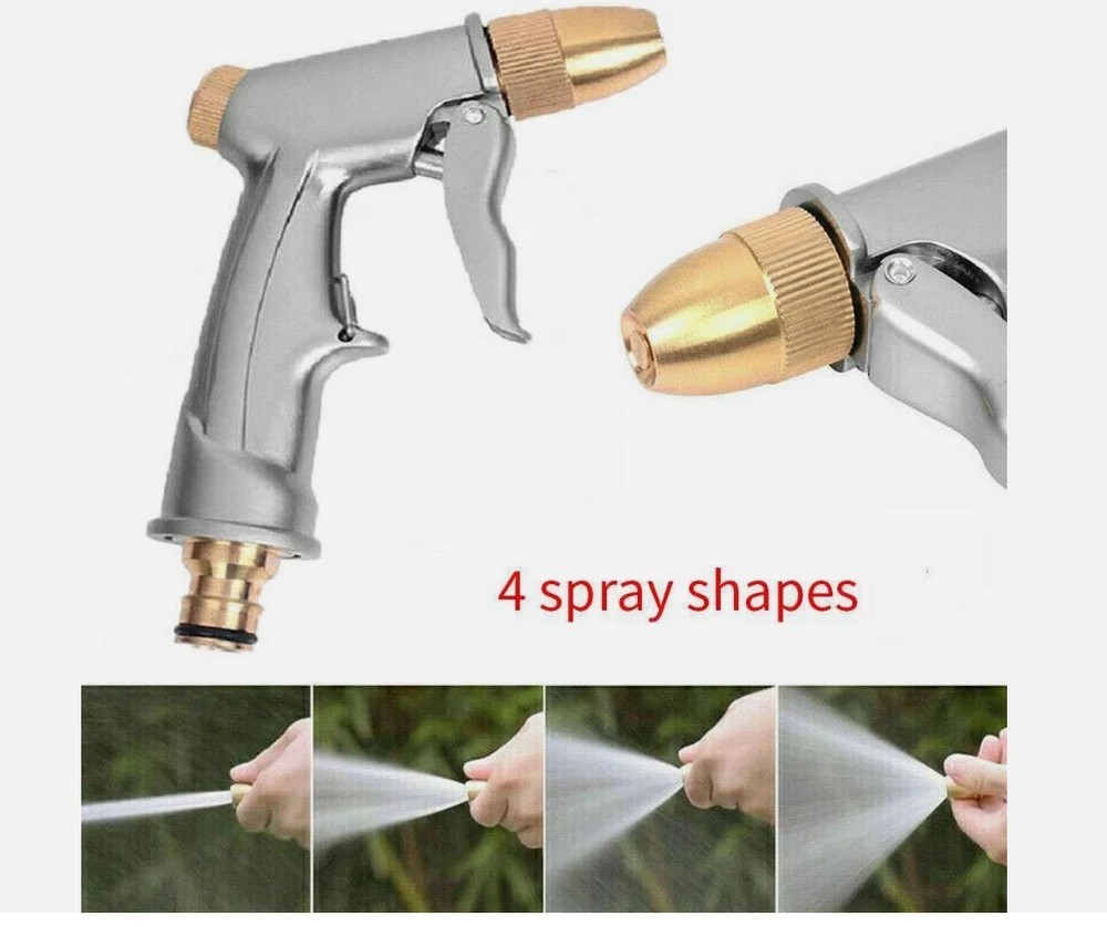 High Pressure Water Spray Gun Metal Brass Nozzle Wash Hose Pipe Car Garden Lawn