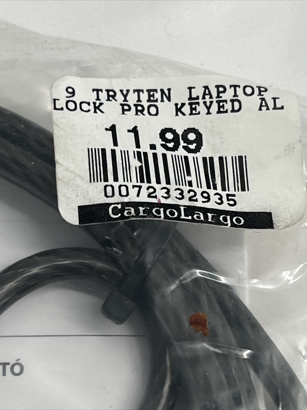 Tryten Laptop Lock Pro Keyed Alike Security Cable Lock Translucent Dark 6 Ft